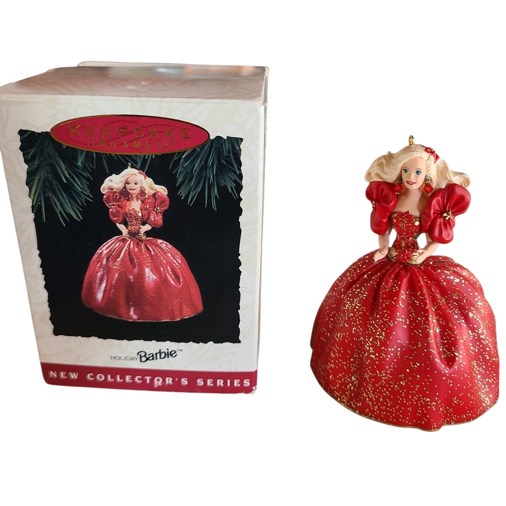 Hallmark 1993 Holiday Barbie Ornament with Red Dress. Collectors Series